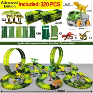 Electric Dinosaur Track Toy Car - 320 Pieces