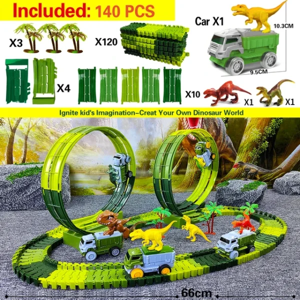 Electric Dinosaur Track Toy Car - 140 Track